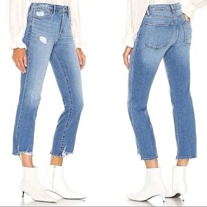 FRAME Le High Straight Leg Jeans Frayed Hem Laskey Rips Size 24